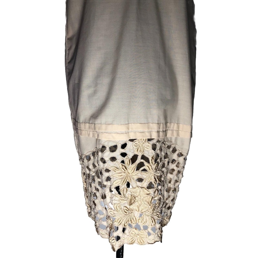 Authentic Vintage 1920s Embroidered Cotton Shift Dress Lace Hem Flapper Antique - Picture 3 of 16